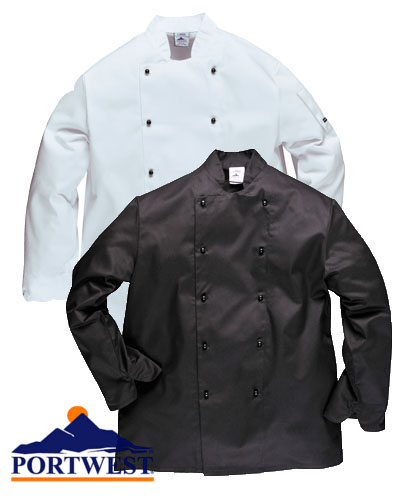 C834 - Μπλούζα μάγειρα με μακρύ μανίκι, κούμπωμα πιπίλα 65% Polyester, 35% Cotton 24€